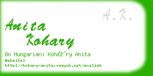 anita kohary business card